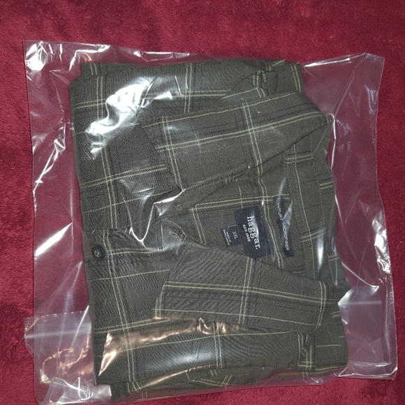 Men's Haggar Premium Luxury Microfiber Long Sleeve Shirt XXL Green Striped - Picture 9 of 9